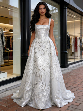 Shop 2026 ANNAKOO Square Sequin Silver Print Floral A Line Prom Dress Under 239