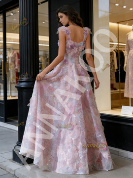 Shop 2026 ANNAKOO Floral A Line Tulle Beading Straps Prom Dress Under 198