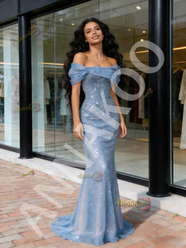 Shop 2026 ANNAKOO Off The Shoulder Tulle Sequin Trumpet Mermaid Prom Dress Under 178