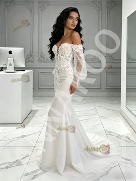 Shop 2026 ANNAKOO Off The Shoulder Long Sleeve Trumpet Mermaid Wedding Dress Under 189