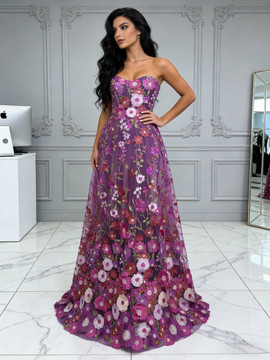 Shop 2026 ANNAKOO Sweetheart Purple Floral A Line Lace Prom Dress Under 189