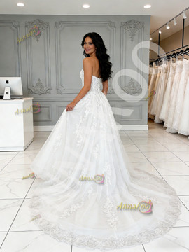 Shop 2025 ANNAKOO Sweetheart A Line Tulle Appliques Simple Wedding Dress Under 249