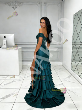 Shop 2026 ANNAKOO Green Off The Shoulder Beading Ruched Trumpet Mermaid Prom Dress Under 189