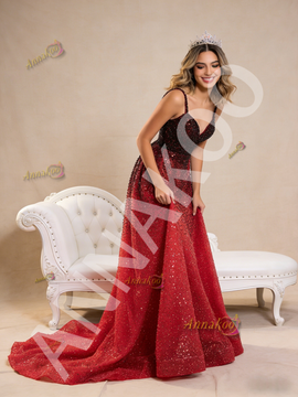 Shop 2026 ANNAKOO Spaghetti Straps Beading Red Mermaid Sequins Prom Dress Under 789