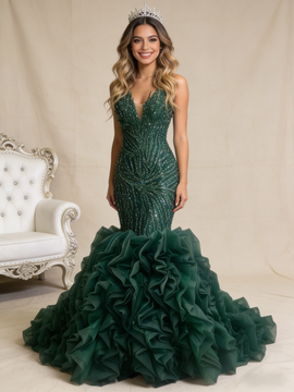 Shop 2026 ANNAKOO Mermaid Strapless Dark Green Beading Prom Dress Under 788