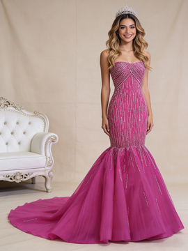 Shop 2026 ANNAKOO Mermaid Beading Sequins Fuchsia Prom Dress Under 788