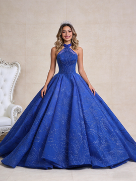 Shop 2026 ANNAKOO Tulle Halter Sequins Royal Blue Beading Prom Dress Under 788