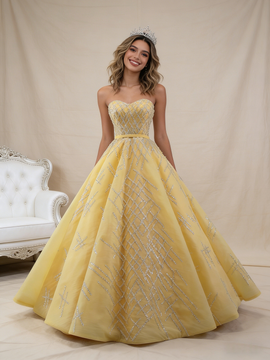 Shop 2026 ANNAKOO Yellow Tulle Strapless Sequins Beading Prom Dress Under 688