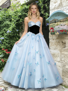 Shop 2026 ANNAKOO Blue Tulle A Line Butterfly Sweetheart Prom Dress Under 229