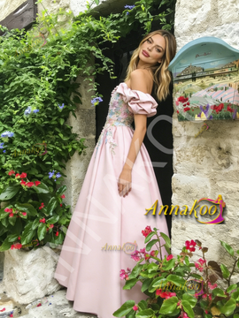 Shop 2026 ANNAKOO Off The Shoulder Satin A Line Appliques Pink Prom Dress Under 189