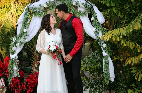 A Tropical Christmas Wedding: Red, White, and So Much Green