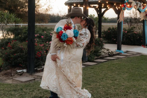 My Custom Lace Wedding Dress for a Texas Ranch Wedding