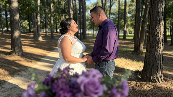 I Wore a Tea‑Length Lace Wedding Dress in the Woods