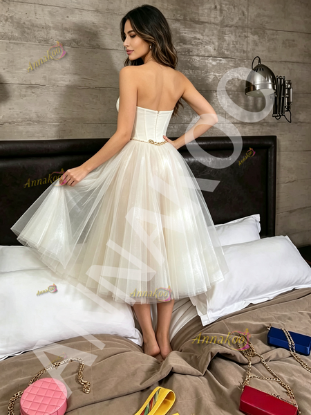 Shop 2026 ANNAKOO White Sweetheart Tulle A Line Homecoming Dress Under 99