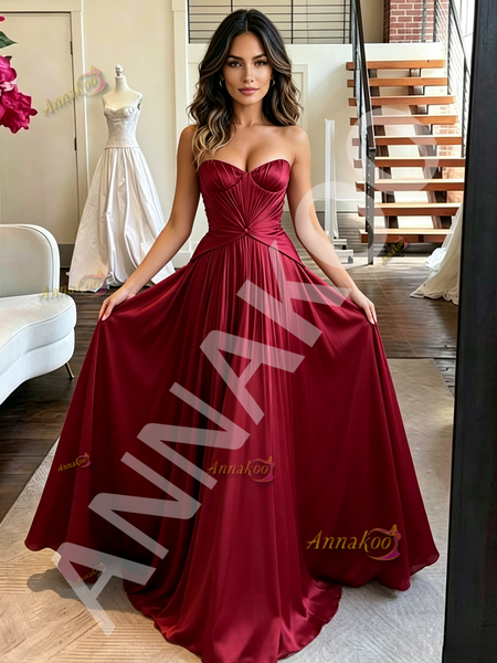 Shop 2026 ANNAKOO Burgundy Lace Sweetheart A Line Tulle Prom Dress Under 189
