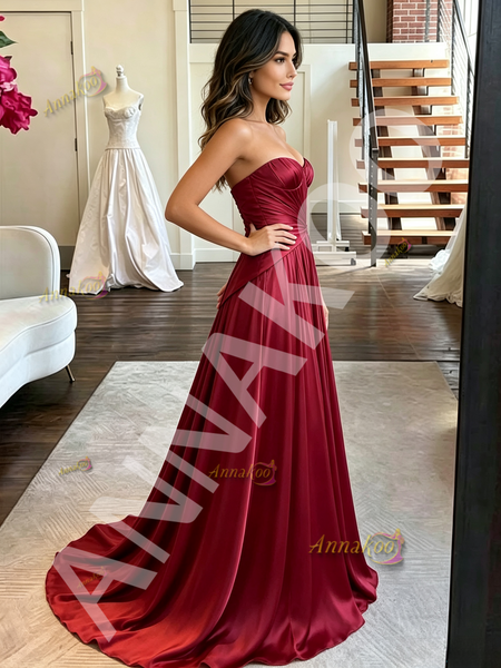 Shop 2026 ANNAKOO Burgundy Lace Sweetheart A Line Tulle Prom Dress Under 189