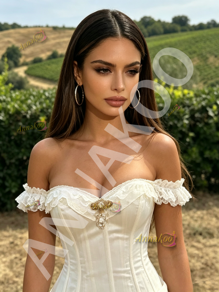 Shop 2026 ANNAKOO Off The Shoulder Ivory Organza Ruffles Prom Dress Under 189