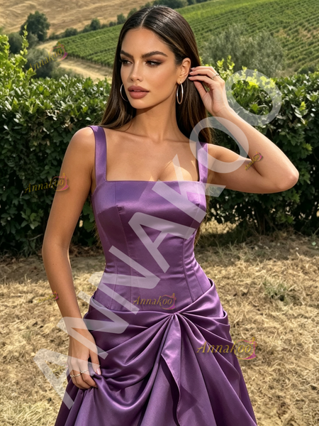 Shop 2026 ANNAKOO Purple Organza Straps Ruffles A Line Prom Dress Under 179