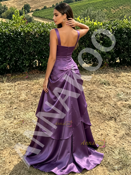 Shop 2026 ANNAKOO Purple Organza Straps Ruffles A Line Prom Dress Under 179
