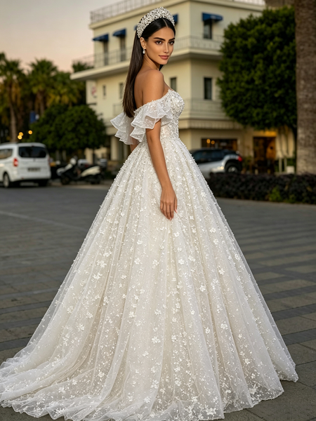 Shop 2026 ANNAKOO Off The Shoulder Beading Tulle Lace A Line Wedding Dress Under 359