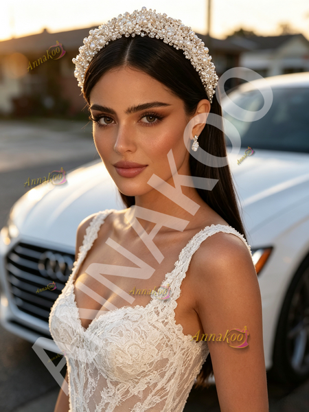 Shop 2026 ANNAKOO Straps Trumpet Mermaid White Lace Sweep Train Wedding Dress Under 239