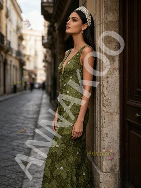 Shop 2026 ANNAKOO V Neck Sheath Column Oliver Flower Rose Prom Dress Under 299