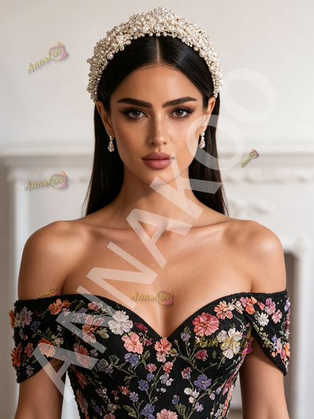 Shop 2026 ANNAKOO Black Off The Shoulder Floral Lace A Line Prom Dress Under 298