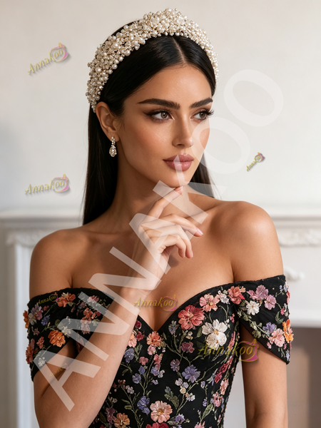Shop 2026 ANNAKOO Black Off The Shoulder Floral Lace A Line Prom Dress Under 298