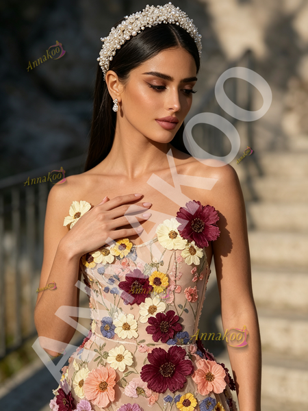 Shop 2026 ANNAKOO Sheath Column Sweetheart Lace Floral Prom Dress With Slit Under 256