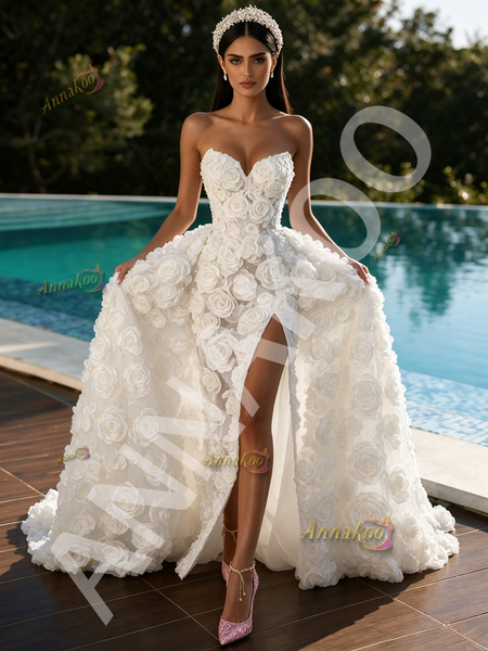 Shop 2026 ANNAKOO Sweetheart Sheath Column Rose White Sequin Detachable Train Prom Dress Under 459
