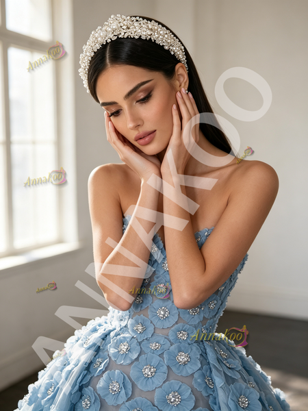 Shop 2026 ANNAKOO Sweetheart Sheath Column Flower Beading Blue Detachable Train Prom Dress Under 369