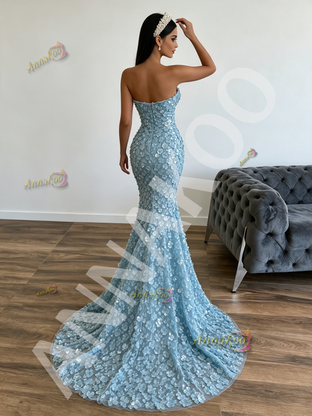 Shop 2026 ANNAKOO Blue Sequin Beading Sequin Sheath Column Prom Dress With Slit Under 298