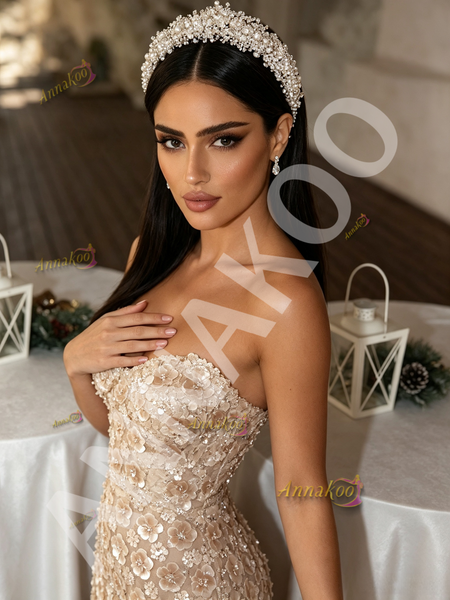 Shop 2026 ANNAKOO Strapless Sequin Beading Trumpet Mermaid Sparkle Prom Dress under 298