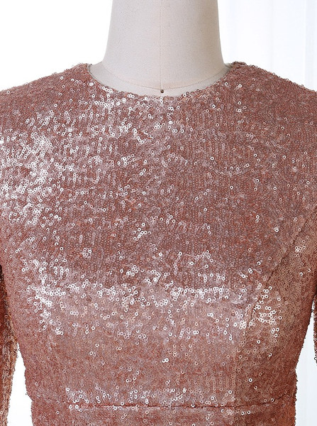 Mermaid Backless Long Sleeves Open Back Sequin Prom Dress