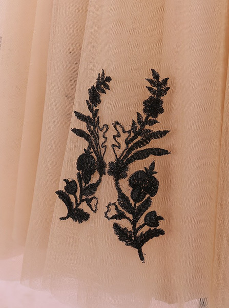 Cute Appliques Short Champagne Tulle Homecoming Dress 