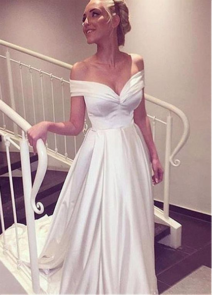 Sample Satin Off-the-shoulder Long Wedding Dress