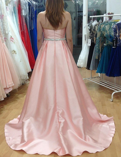 Sexy A-Line Sweetheart Beading Pink Pleated Prom Dress