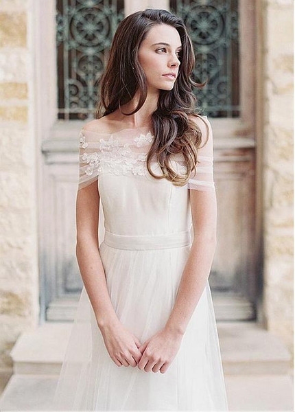 Romantic Off-the-shoulder Wedding Dress With Lace Appliques Belt