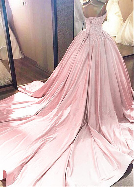 Royal Ball Gown Satin Sweetheart Wedding Dress With Beaded Lace Appliques