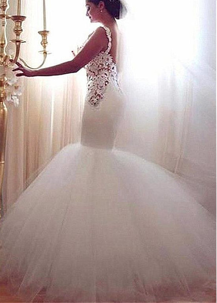 Backless Sexy Tulle & Satin Sweetheart Mermaid Wedding Dress