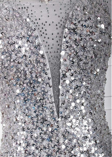 Beading Sparkling Tulle Scoop Sequin Mermaid Formal Dress