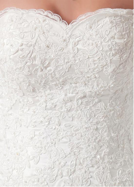  Dropped Waistline A-line  Satin Sweetheart  Wedding Dress 