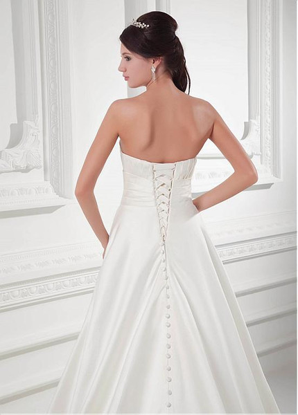  Beading Waist Satin Sweetheart  A-line Wedding Dress