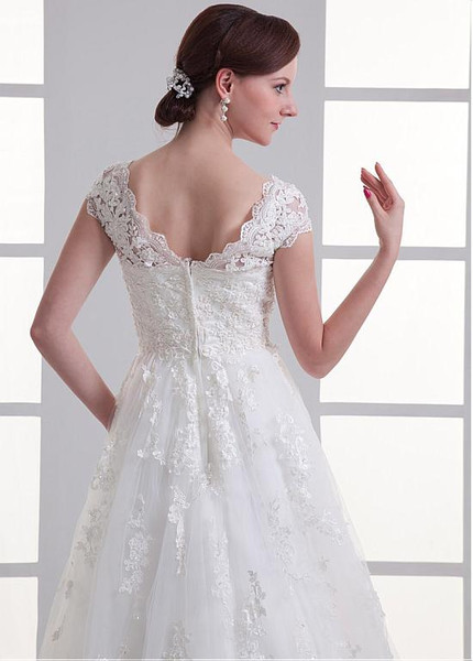 Beading Tulle Sweetheart Simple A-line Wedding Dress