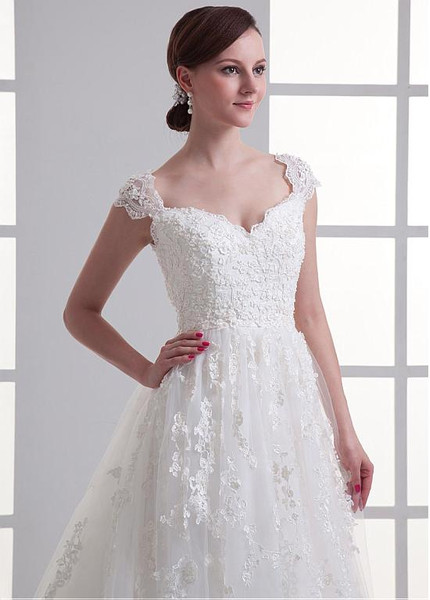 Beading Tulle Sweetheart Simple A-line Wedding Dress