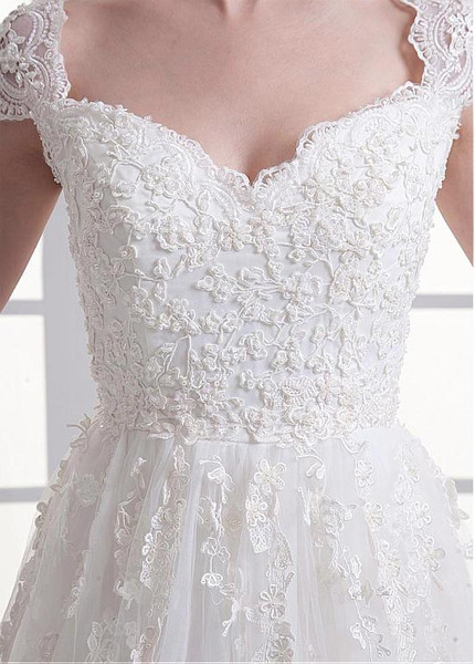 Beading Tulle Sweetheart Simple A-line Wedding Dress