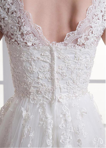 Beading Tulle Sweetheart Simple A-line Wedding Dress