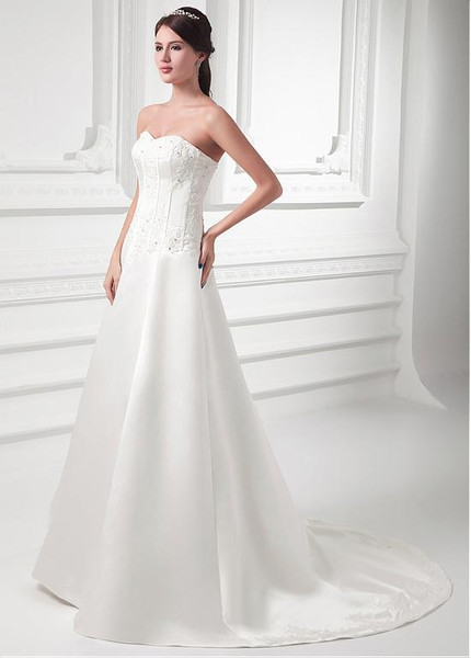 Beading Appliques Satin Sweetheart  A-line Wedding Dress