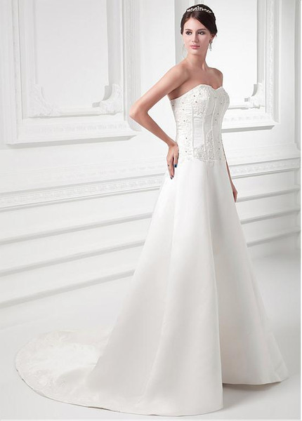Beading Appliques Satin Sweetheart  A-line Wedding Dress