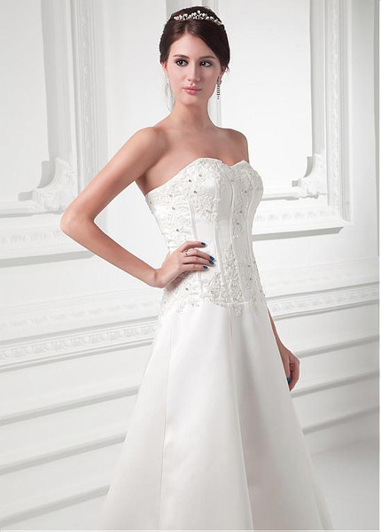 Beading Appliques Satin Sweetheart  A-line Wedding Dress